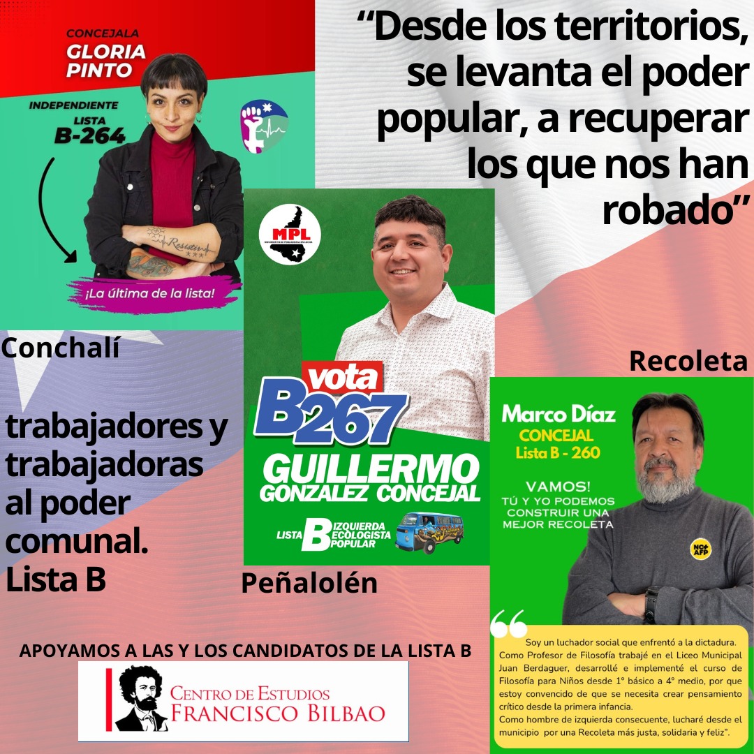 CEFB apoya a candidatos de la lista B: Gloria Pinto en Conchalí, Marco Díaz en Recoleta y Guillermo González en Peñalolén